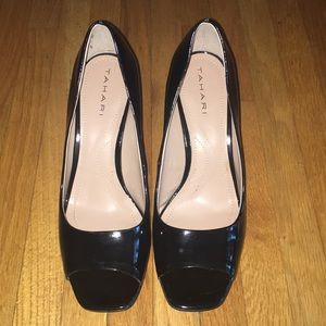 Tahari Black Open-toe Pumps